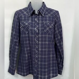 Ariat Women Purple Silver Fitted Western Shirt Pearl Snaps Size M Embroidery